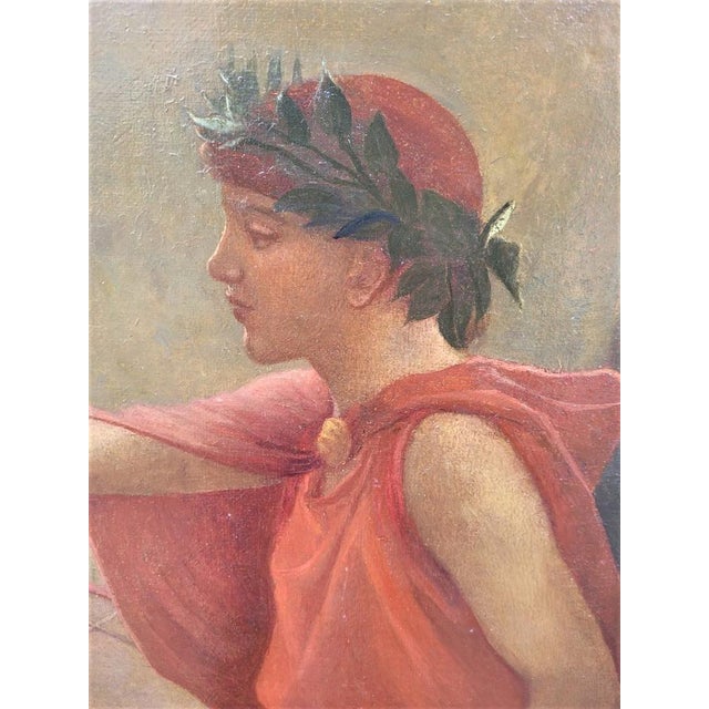 Neoclassical Scene Depicting Young Emperor with Muses, 19th Century, Large Oil on Canvas, Framed For Sale - Image 7 of 18
