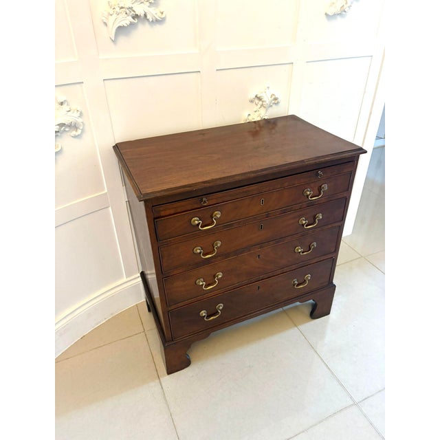 Small Antique Georgian Mahogany Chest of 4 Drawers with Brushing Slide, 1780 For Sale - Image 9 of 12