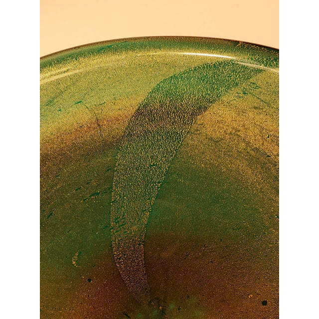 Green Pauly & C Murano Green Aventurine Glass Bowl 1930s For Sale - Image 8 of 13