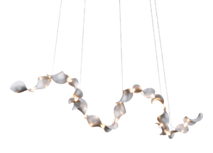 Dune 16 Curve Chandelier with Silver Anodized Shades by Daniel Becker for Moss Objects