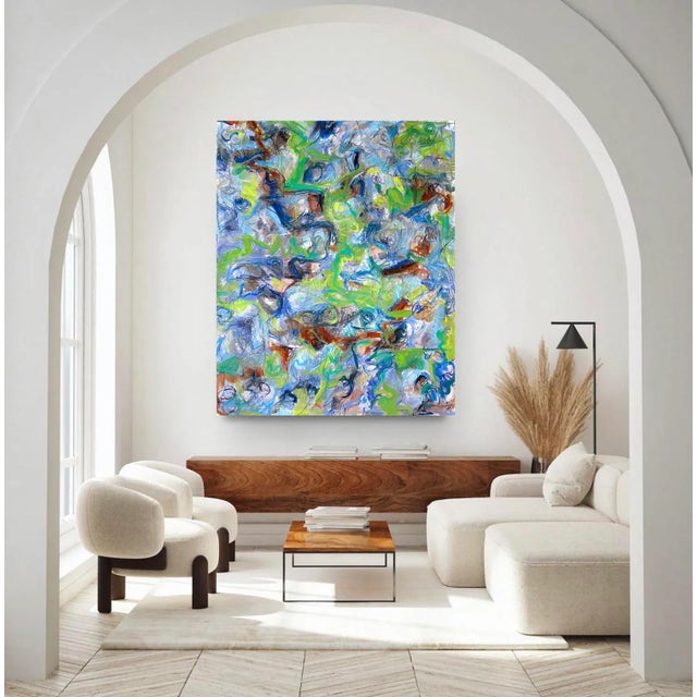 Blue "Amazon" by Trixie Pitts Large Abstract Expressionist Oil Painting For Sale - Image 8 of 12