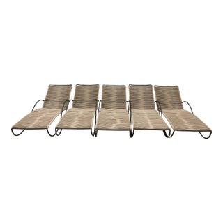 1950s Walter Lamb for Brown Jordan Bronze Patio Chaise Lounges - Set of 5 For Sale