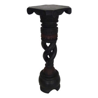 Small Carved Twisted Engraved Wooden Side Table, 1960s-1970s For Sale