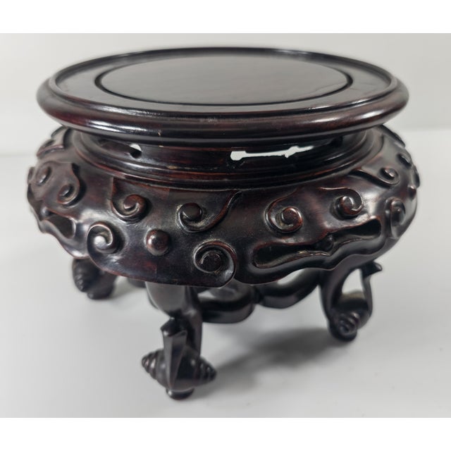 Mid-Century Chinese Carved Hardwood Hongmu Rosewood Display Stand Base For Sale - Image 9 of 11