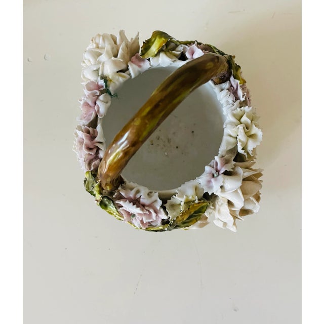 Unique Antique German porcelain Sitzendorf floral basket/ vases/ cashepot.