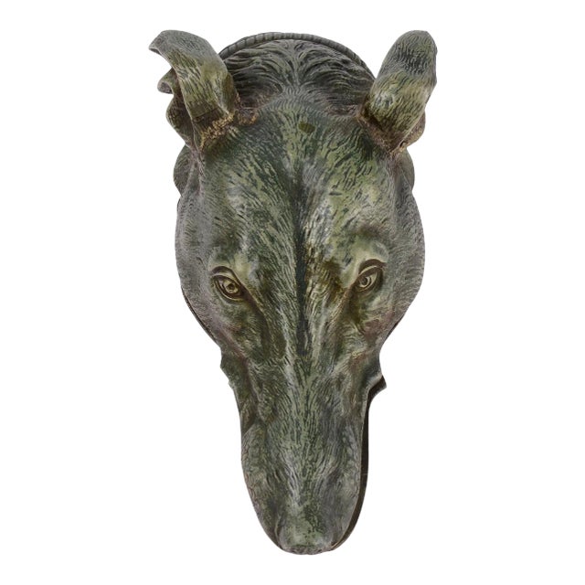 Art Deco Bronze Greyhound Head Desk Clip For Sale