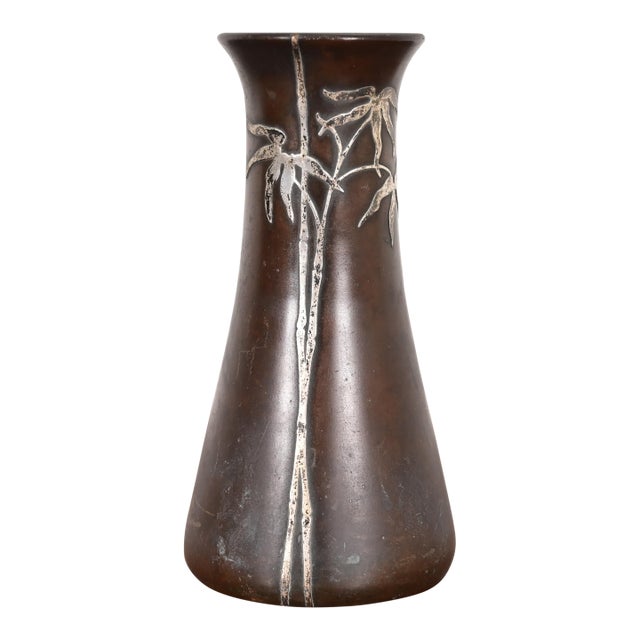 Heintz Arts & Crafts Sterling Silver on Bronze Vase For Sale