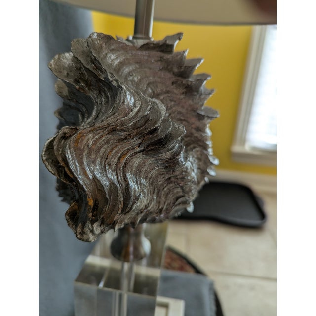 Late 20th Century Giant Silver Clam Shell Table Lamp For Sale - Image 10 of 11