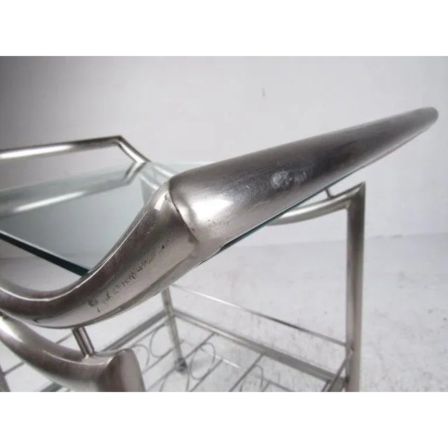 Contemporary Steel Bar Cart For Sale - Image 4 of 11