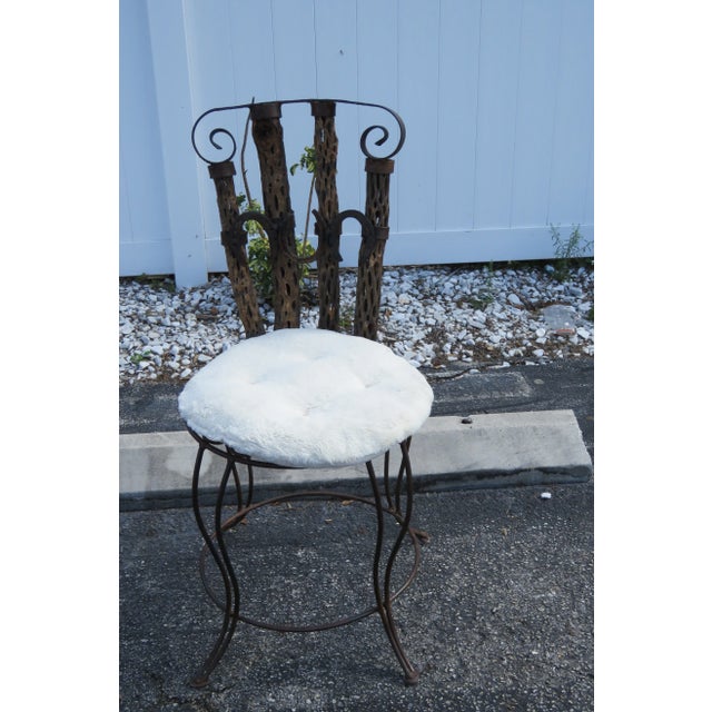 Western Style Set of Six Horse Shoe Metalnd Wood Dining Chairs For Sale - Image 9 of 13