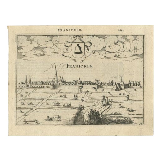 Antique Print of Franeker, 1613 For Sale