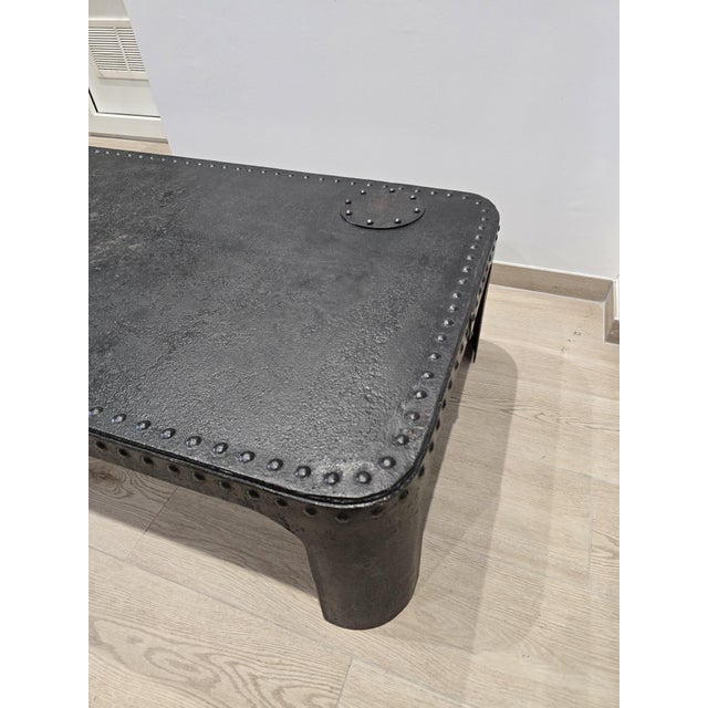 Industrial Coffee Table in Riveted Metal, 1920 For Sale - Image 12 of 18