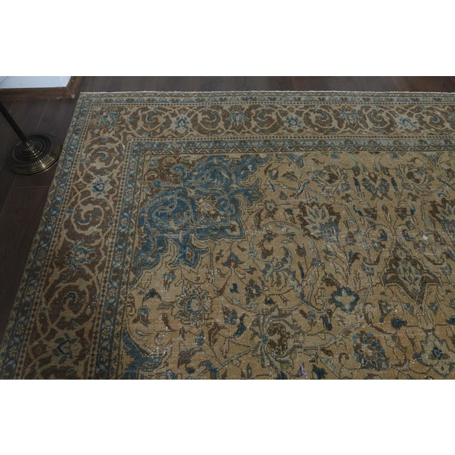 1970s Vintage Persian Handmade Wool Cotton Brown Area Rug For Sale - Image 4 of 11