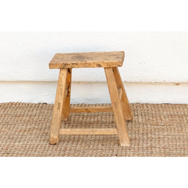 19th Century Aged Wood Charming Asian Stool For Sale - Image 5 of 7