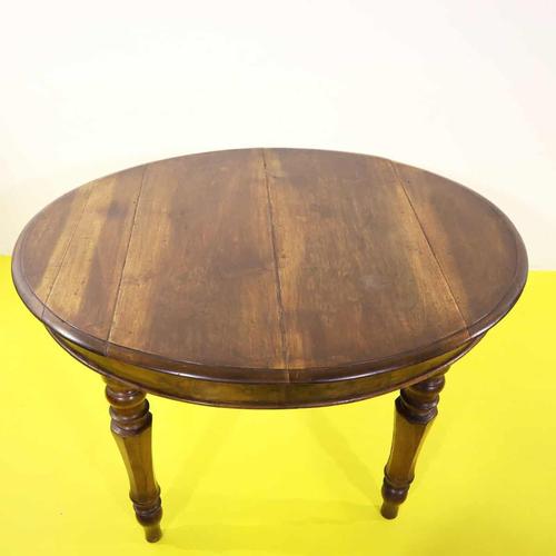 Round Solid Wood Table with Turned Legs