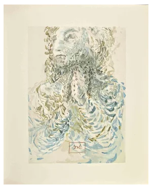 Salvador Dali, Cacciaguida Sees Dante’s Exile in God, Woodcut, 1963