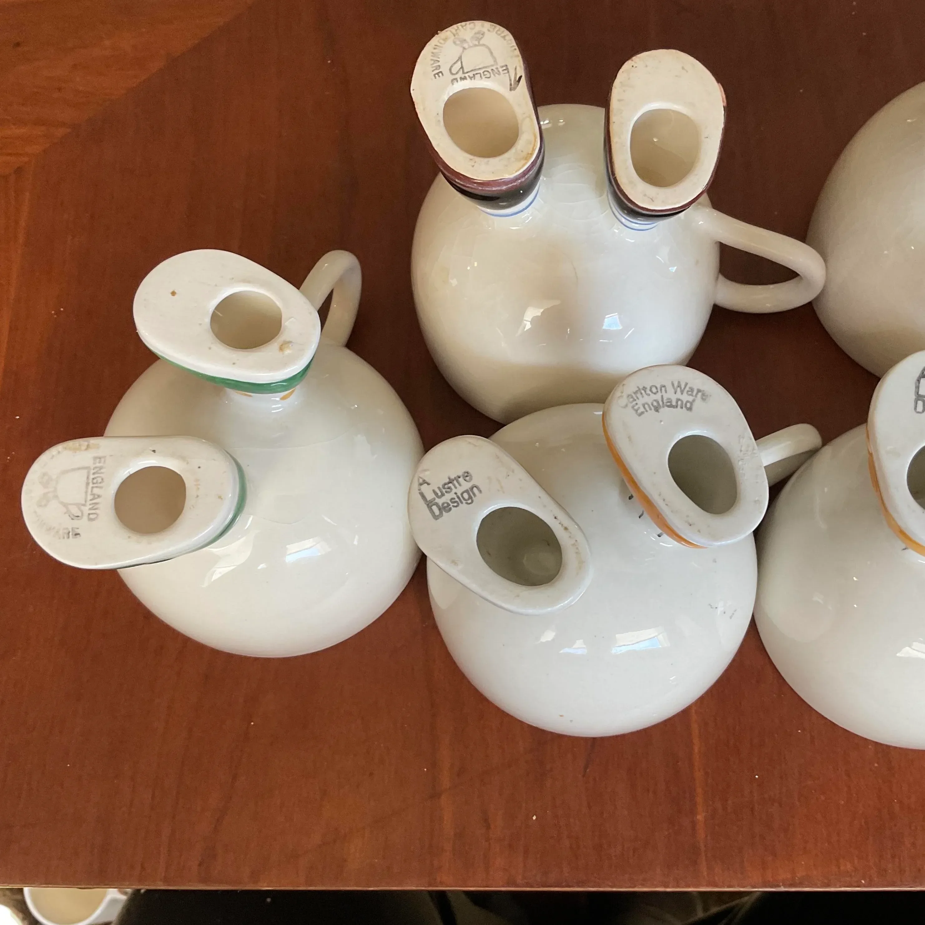 1970s Carlton Ware Walking Tea Pot With 6 Walking Tea Cups | Chairish