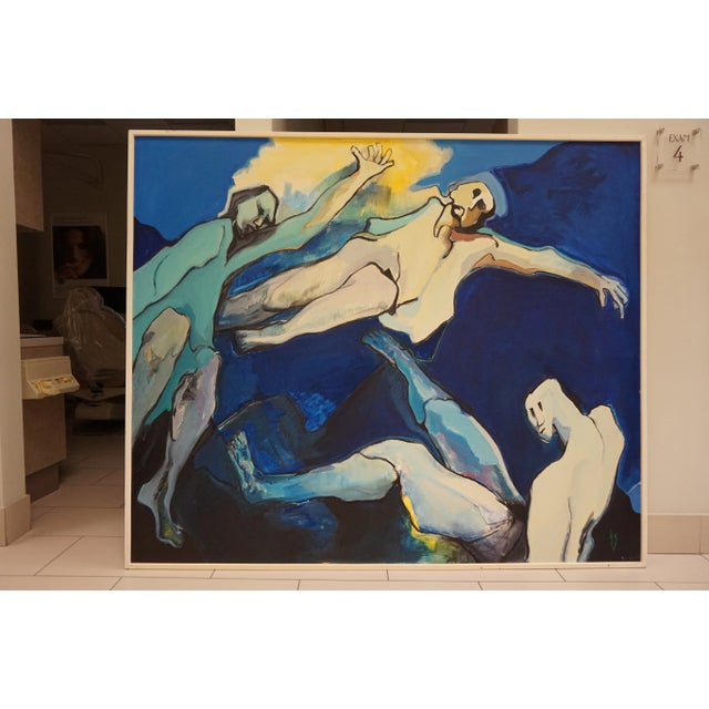 Late 20th Century Fay Singer Original Oil Painting of 3 People Floating For Sale - Image 5 of 5