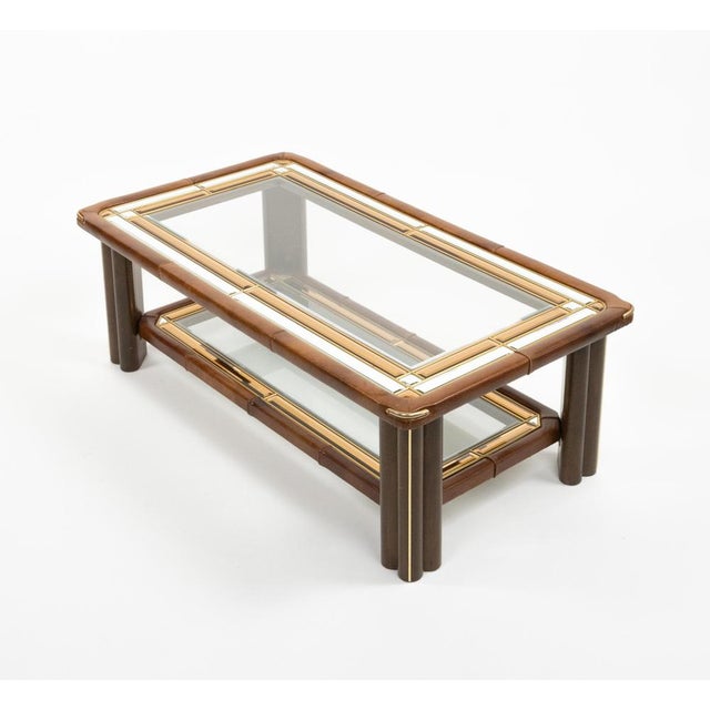 Mid-Century Modern Rectangular Coffee Table in Leather and Glass, 1970s For Sale - Image 11 of 18
