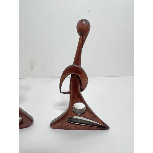 C. 1950s Modernist Carved Abstract Figural Scuptures by Stella Popowski - a Pair For Sale - Image 9 of 11