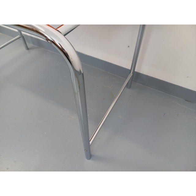 Vintage Desk in Orange Imitation Leather and Chrome, 1970s For Sale - Image 9 of 14