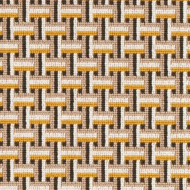 Sample - Schumacher Saxon Epingle Fabric in Ochre For Sale
