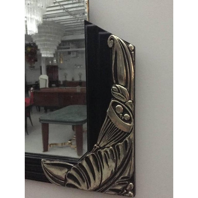 French Art Deco Black Lacquer and White Gold Mirrors - a Pair For Sale - Image 4 of 9