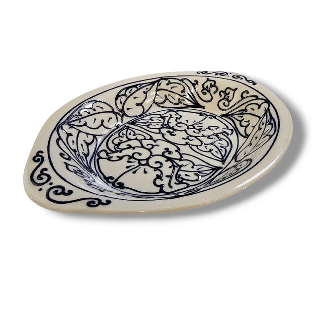Late 20th Century Signed American Studio Pottery Floral Oval Serving Platter For Sale - Image 15 of 18