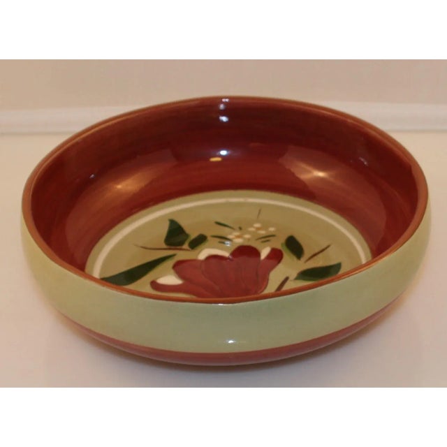 Ceramic Vintage Stangl Magnolia Pattern Handcrafted Round Serving Bowl For Sale - Image 7 of 11