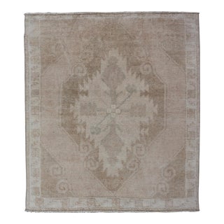 Square Size Vintage Oushak Small Rug 2' 5" X 2' 10" For Sale