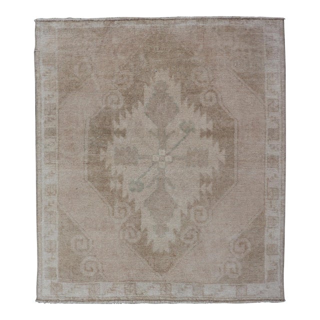 Square Size Vintage Oushak Small Rug 2' 5" X 2' 10" For Sale