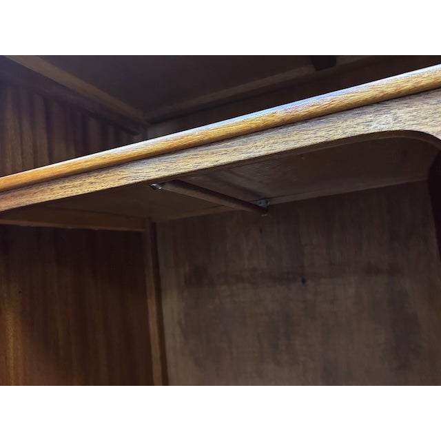 Wood Curvaceous Deco Walnut Armoire. Labelled & Fitted Interior c.1930's For Sale - Image 7 of 10