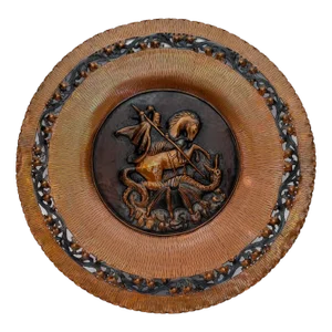 Italian Saint Geogius Kills Dragon Big Wall Decoration in Copper, 1950s