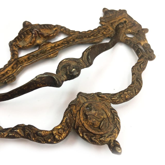 Antique French Victorian Ornate Brass Drop Front Drawer Pull