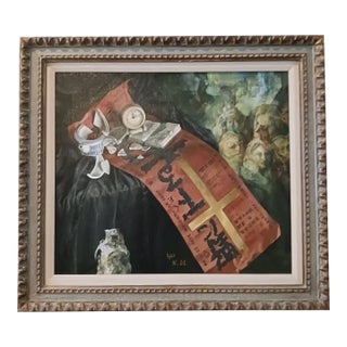 Haunting Mid-Century Oil on Canvas Post-War Nuclear Holocaust, 1962 For Sale