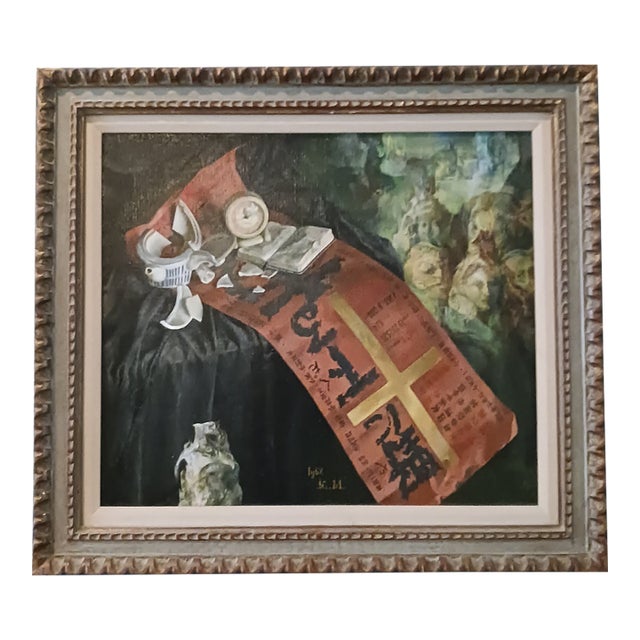 Haunting Mid-Century Oil on Canvas Post-War Nuclear Holocaust, 1962 For Sale