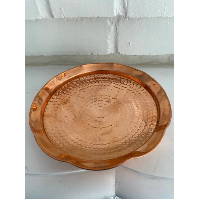 Italian Pair of Vintage Moroccan Handcrafted Copper Serving Plates For Sale - Image 3 of 4