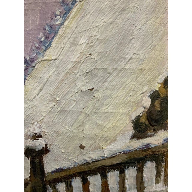 1946 Vintage European City Scene Oil on Canvas For Sale - Image 9 of 13