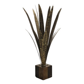 Gilt Palm Table or Floor Lamp in the style of Tommaso Barbi, Italy, 1960s For Sale