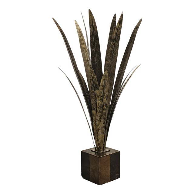 Gilt Palm Table or Floor Lamp in the style of Tommaso Barbi, Italy, 1960s For Sale