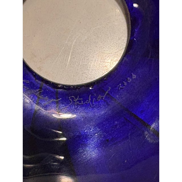 Blue Signed Lundberg Studios Art Glass Lamp For Sale - Image 8 of 12