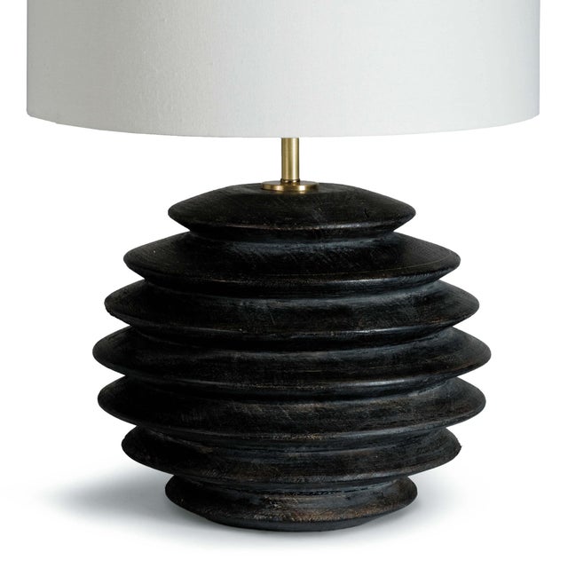 Coastal Regina Andrew Accordion Table Lamp Round in Ebony For Sale - Image 3 of 6