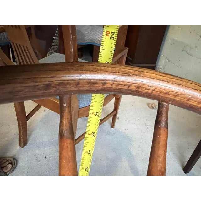 Antique Primitive Hoop Back Spindle Oak Side Chair For Sale - Image 10 of 12