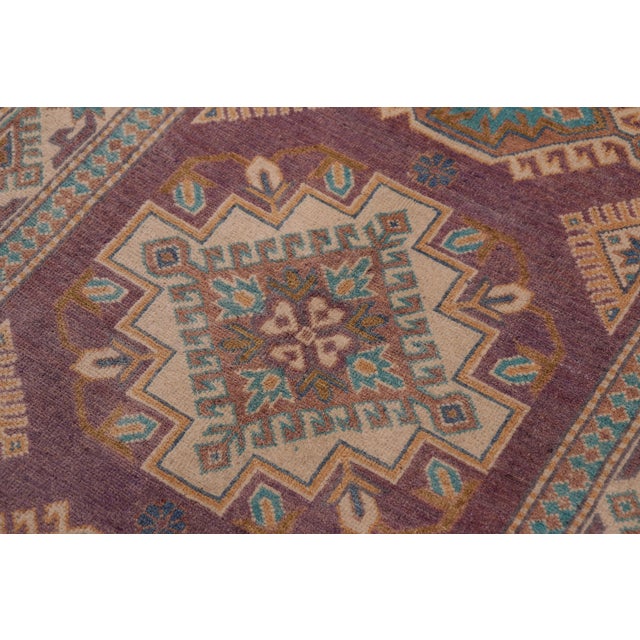 Tribal Kazak Light Purple/Beige Wool Rug - 3'4''x4'10'' For Sale - Image 4 of 10