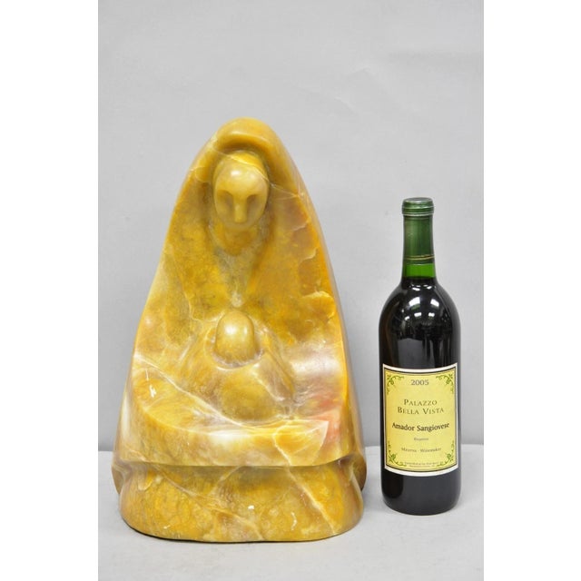 Vintage Seymour L. Shuren Modern Carved Alabaster "Mother and Child" Abstract Figure Sculpture. "Seymour L. Shuren was a...