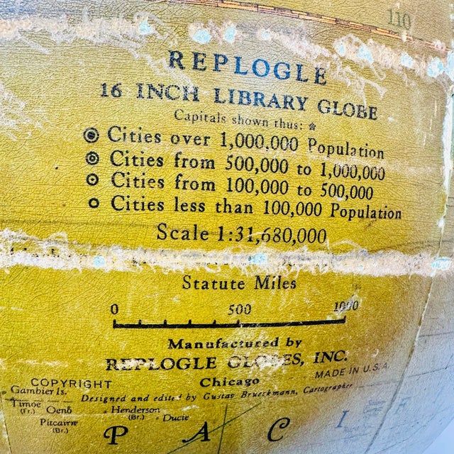 Wood Late 1950s Replogle Large Library Globe For Sale - Image 7 of 12