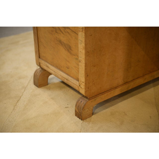 English Desk in Birch Burl with Bee Motif Marquetry, 1950s For Sale - Image 12 of 14