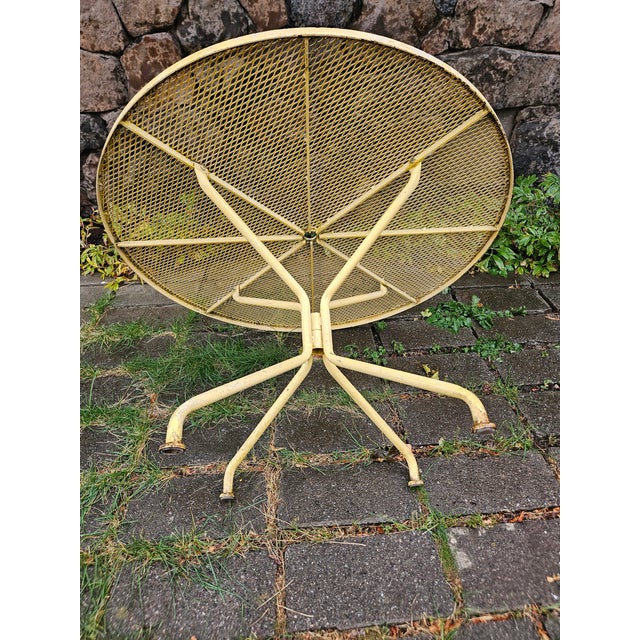 Vintage Russell Woodard Vinyl Strap Wrought Iron Patio Table and 4 Chairs For Sale - Image 11 of 13
