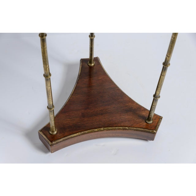 French White Marble Top and Brass Gallery Top End Table, Brass Legs For Sale In West Palm - Image 6 of 10