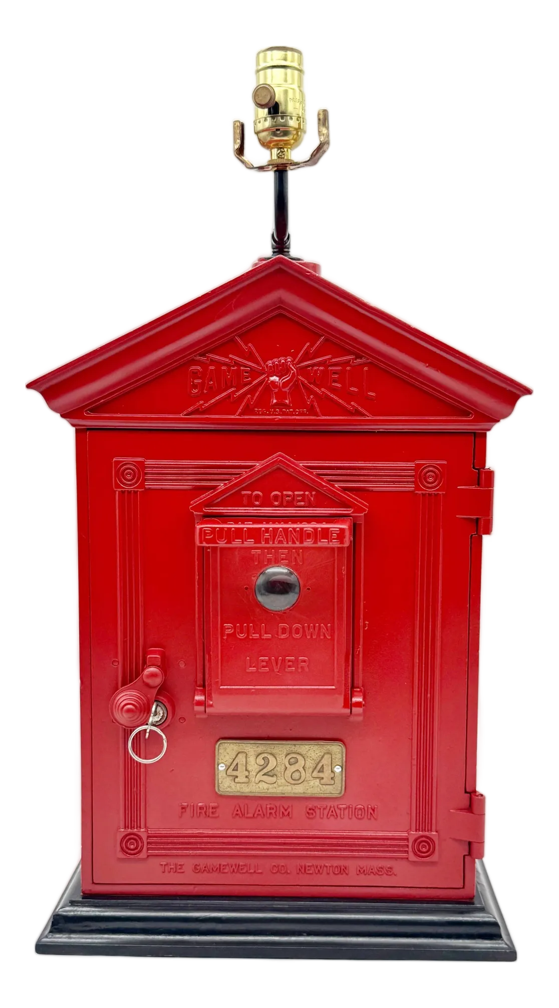 Antique Fire Alarm Box Converted Lamp by Gamewell Co., Newton, MA